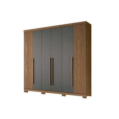 Guarda Roupa Casal 6 Portas e 4 Gavetas c/ Pés Buriti jatoba/Areia - Santos Andirá