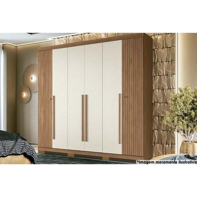 Guarda Roupa Casal 6 Portas e 4 Gavetas c/ Pés Buriti jatoba/Areia - Santos Andirá