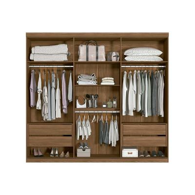 Guarda Roupa Casal 6 Portas e 4 Gavetas c/ Pés Buriti jatoba/Areia - Santos Andirá