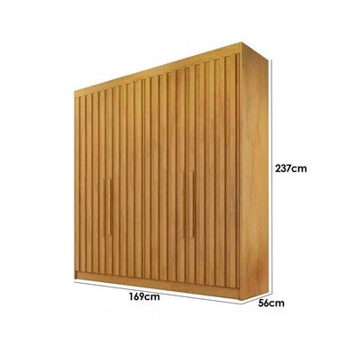 Guarda Roupa 4 Portas Ripadas e 3 Gavetas Potente Braúna - Europa