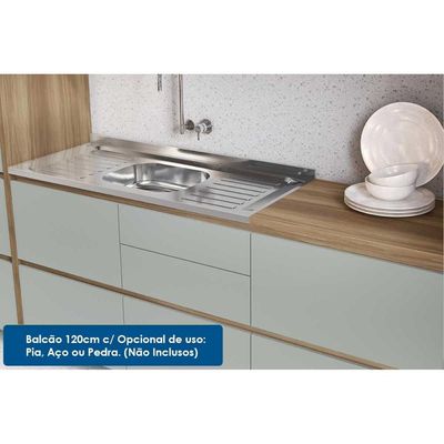 Cozinha Completa Rainha Gourmet 6 Peças (3Aéreos+2Balcões+1Paneleiro) C6P01 Branca/Nature - Nesher