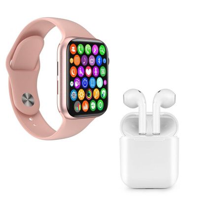 Kit 1 SmartWatch IWO 8 Lite Plus Rosa + Fone i9S TWS Branco