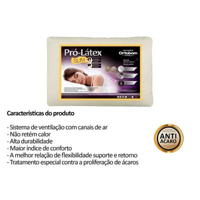 Travesseiro Látex Slim (Tamanho 38x58) - Ortobom