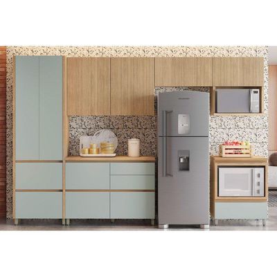 Cozinha Completa Rainha Gourmet 6 Peças (3Aéreos+2Balcões+1Paneleiro) C6P01 Nature/Verde - Nesher