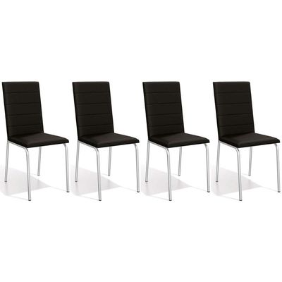 Cadeira Sala de Jantar Amsterdã C091 Kit 4 Un Cromada - Assento Preto 110 - Kappesberg