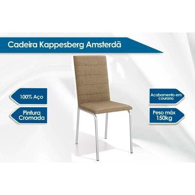 Cadeira Sala de Jantar Amsterdã C091 Kit 6 Un Cromada - Assento Preto 110 - Kappesberg