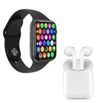 Kit 1 Smartwatch W34 S Preto + Fone Bluetooth I9s Tws Branco