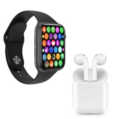 Kit 1 Smartwatch W34 S Preto + Fone Bluetooth I9s Tws Branco