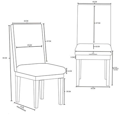Kit 2 Cadeiras Estofadas Para Mesa De Jantar Tecido Cinza