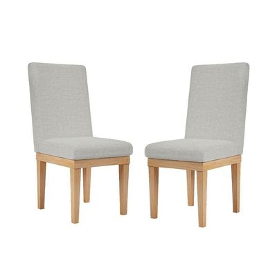 Kit 2 Cadeiras Estofadas Para Mesa De Jantar Tecido Cinza