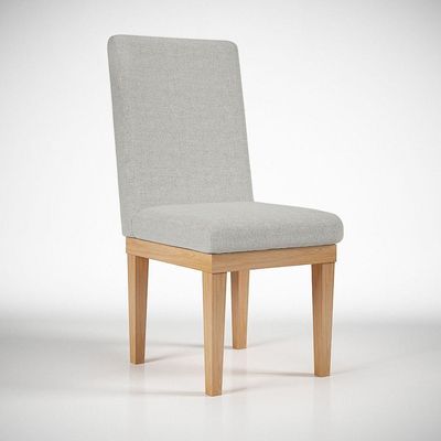 Kit 2 Cadeiras Estofadas Para Mesa De Jantar Tecido Cinza