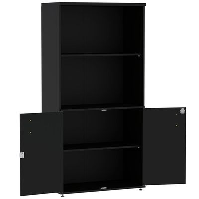 Armário Misto Pe25 Pandin 79,20 Cm (Largura) Em Mdp Liso Preto Com Duas Portas E Prateleira Superior