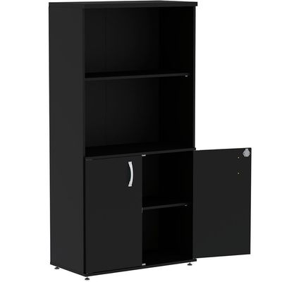 Armário Misto Pe25 Pandin 79,20 Cm (Largura) Em Mdp Liso Preto Com Duas Portas E Prateleira Superior