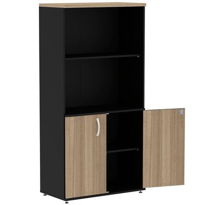 Armário Misto Pe25 Pandin 79,20cm Noce Naturalle E Preto Com Duas Portas E Prateleira Superior