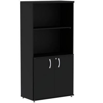 Armário Misto Pe25 Pandin 79,20 Cm (Largura) Em Mdp Liso Preto Com Duas Portas E Prateleira Superior