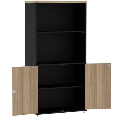 Armário Misto Pe25 Pandin 79,20cm Noce Naturalle E Preto Com Duas Portas E Prateleira Superior