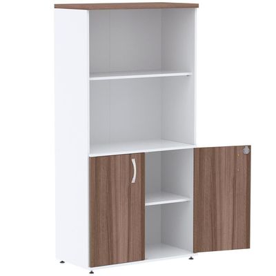 Armário Misto Pe25 Pandin 79,20 Cm Em Mdp Walnut E Branco Com Duas Portas E Prateleira Superior