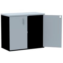 Armário Baixo Pe25 Pandin 80 Cm (Largura) Em Mdp Liso Cinza E Preto Com Duas Portas