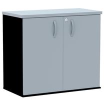 Armário Baixo Pe25 Pandin 80 Cm (Largura) Em Mdp Liso Cinza E Preto Com Duas Portas