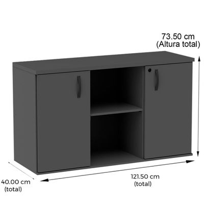 Armário Baixo Credenza Pe25 Pandin 121,50 Cm (Largura) Em Mdp Walnut E Branco Com Duas Portas
