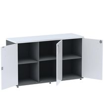 Armário Baixo Credenza Pe25 Pandin 121,50 Cm (Largura) Em Mdp Grafito E Branco Com Três Portas