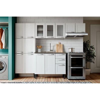 Balcão De Cozinha Modulado Gabinete C/pia Múltipla 6015 3 Portas E 2 Gavetas Branco - Bertolini
