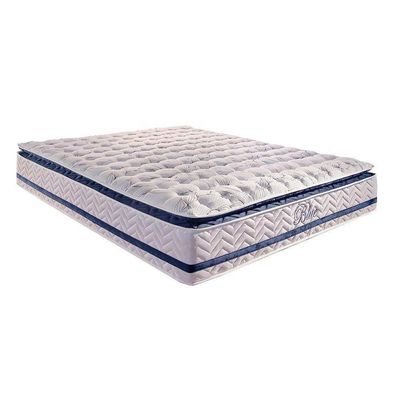 Cama Box Baú Queen: Colchão Molas Masterpocket Ensacadas Paropas Blue + Base White(158X198)