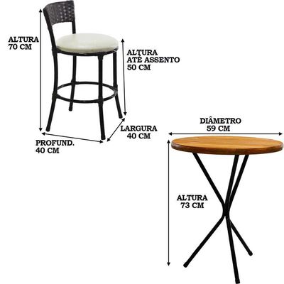 4 Banquetas Forts Baixa Fibra Sintética Preto Ferro Assento Branco Com Bistrô