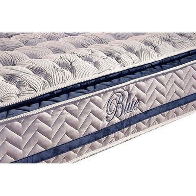 Cama Box Baú Queen: Colchão Molas Masterpocket Ensacadas Paropas Blue + Base White(158X198)