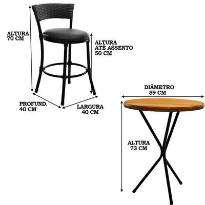 4 Banquetas Forts Baixa Fibra Preto Alumínio Pintura Eeletrostática Com Bistrô