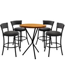 4 Banquetas Forts Baixa Fibra Alumínio Com Bistrô Preto