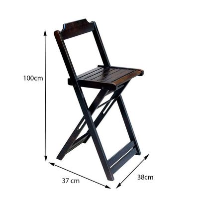 Conjunto De Mesa Bistrô Dobrável Em Madeira Maciça Com 2 Banquetas Altas - Tabaco - Marrom