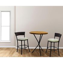 2 Banquetas Forts Baixa Fibra Preto Ferro Com Bistrô E Assento Branco