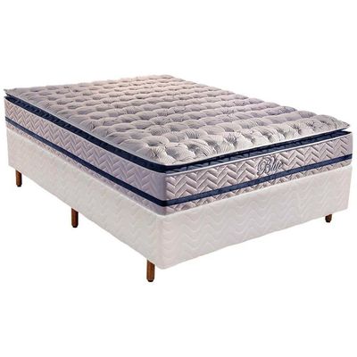 Cama Box Casal: Colchão Molas Ensacadas Paropas Masterpocket Blue + Base Crc Rústico White(138X188)