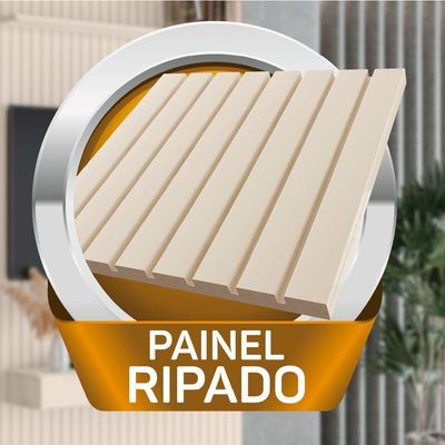 Painel Para Tv Até 70 Polegadas 1,80x2,40m Ripado Com Prateleira Arbo Off White Edn Off White