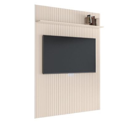Painel Para Tv Até 70 Polegadas 1,80x2,40m Ripado Com Prateleira Arbo Off White Edn Off White