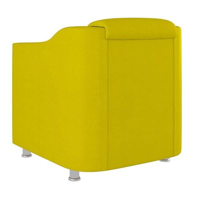 Kit Sofá Namoradeira + Poltrona Tilla Recepção Sala Tecido amarelo