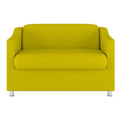 Kit Sofá Namoradeira + Poltrona Tilla Recepção Sala Tecido amarelo