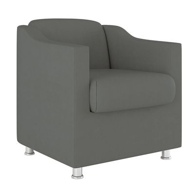 Kit Sofá Namoradeira + 02 Poltrona Tilla Recepção Sala Suede cinza