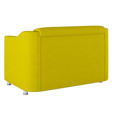 Kit Sofá Namoradeira + Poltrona Tilla Recepção Sala Tecido amarelo