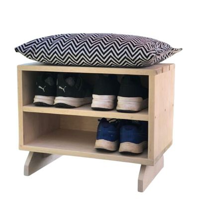 Sapateira Puff Chevron Preto E Branco