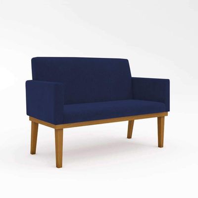 Kit Sofá 2 Lugares + Poltrona Com Base Suede azul Marinho