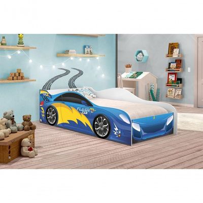 Mini Cama Run Car Azul Com Colchão