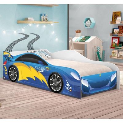 Mini Cama Run Car Azul Com Colchão