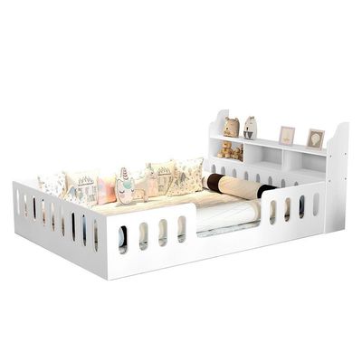Cama Casal Design Montessoriana Helo Com Nicho Branca + Luminária Led Branco