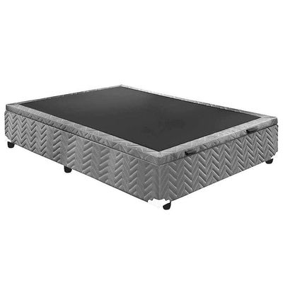 Cama Box Baú Queen: Colchão Espuma D45 Paropas Pasquale + Base Crc Suede Gray(158X198)