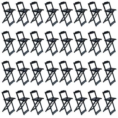 Kit 8 Jogos De Mesa Bistrô De Madeira Com 4 Cadeiras Dobravel Preto - Preto