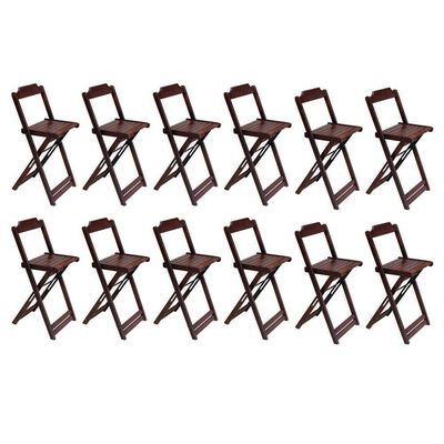 Kit 6 Jogos De Mesa Bistrô De Madeira Com 2 Cadeiras Dobravel Imbuia - Marrom