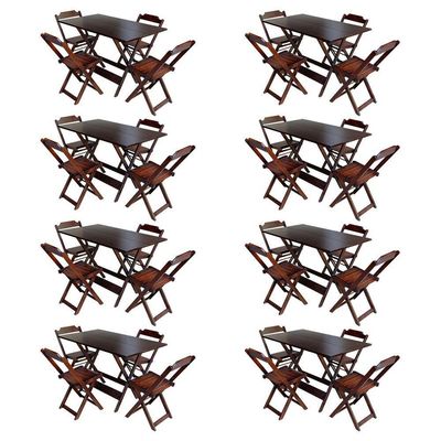 Kit 8 Jogos De Mesa Com 4 Cadeiras De Madeira Dobravel 120X70 - Imbuia - Marrom