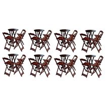 Kit 8 Jogos De Mesa Bistrô De Madeira Dobrável Com 3 Banquetas - Imbuia